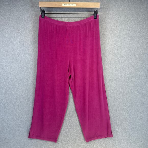 Fiore Pants Womens Size Large Pink Acetate Blend Pull On Elastic Waist Wide-Leg - Picture 1 of 10